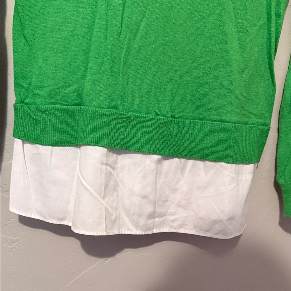 Lauren Ralph Lauren Green Sweater with White Collar and Hemline Medium - Picture 7 of 8